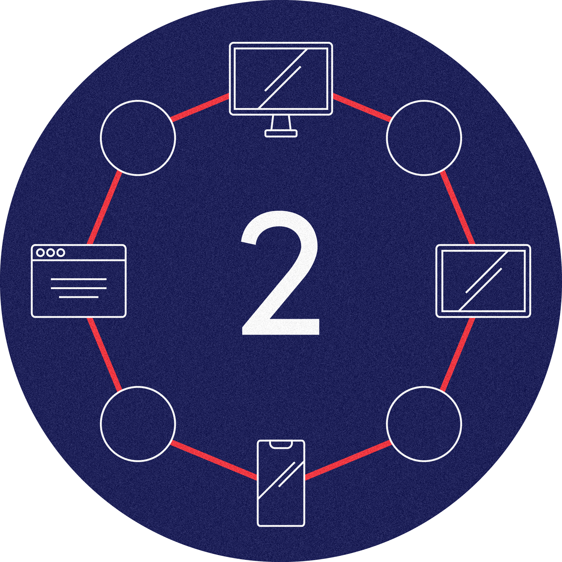 Number 2 surrounded by digital device icons.