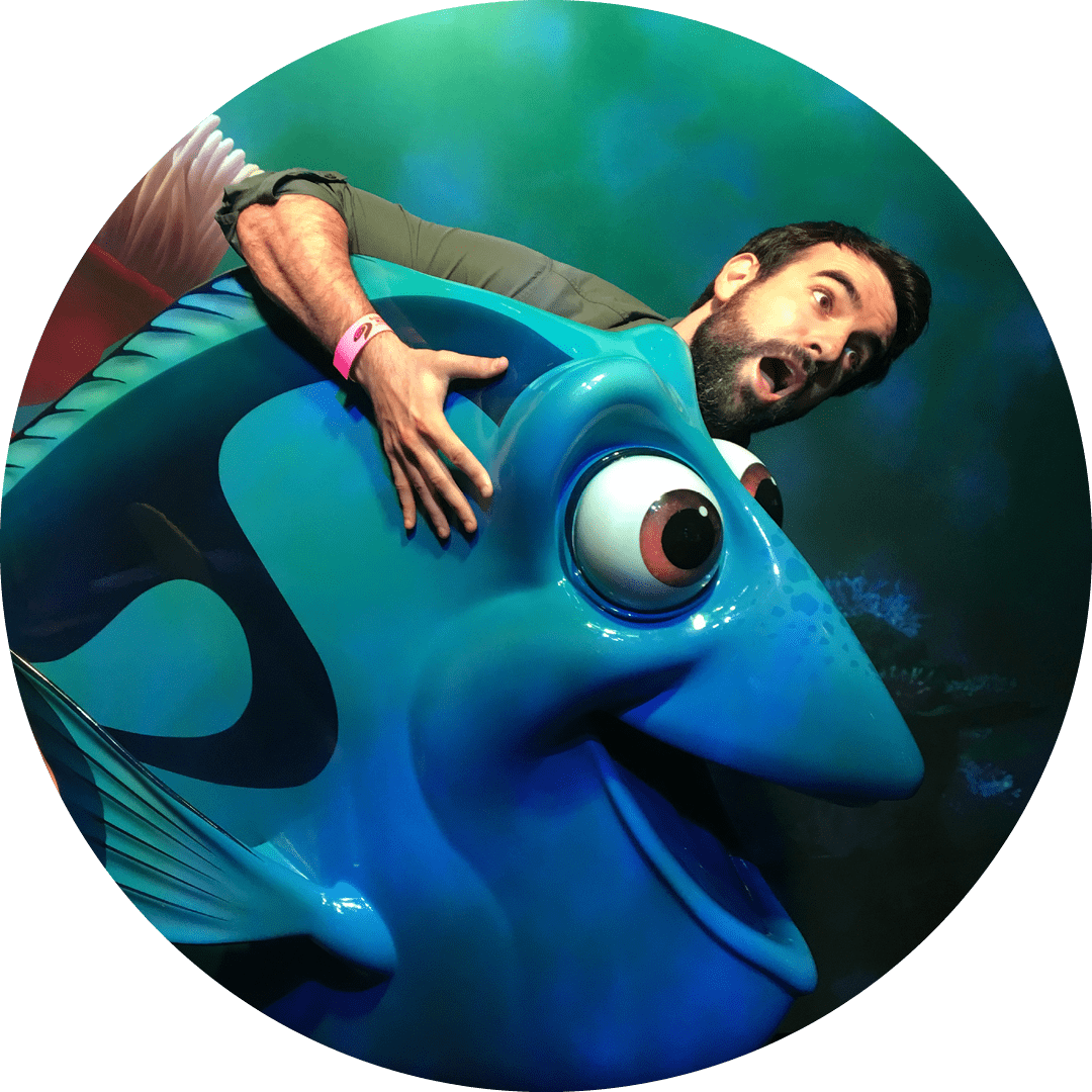 Colin hanging out with Dory the fish